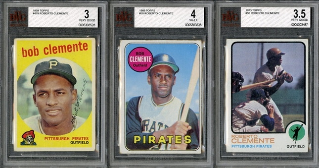 1956-1973 Topps Roberto Clemente Graded Collection (7 Different) 